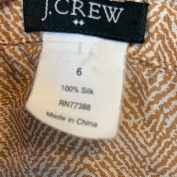 J. Crew Tan Ruffled Buttoned 100% SilkBlouse - Picture 6 of 6